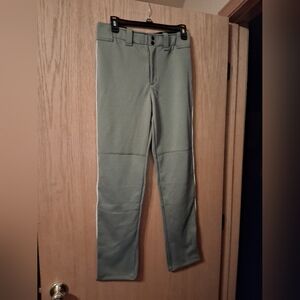 Mens Baleaf Baseball Pants XL Gray Woth White Piping, Snap Button